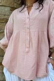Mimi Pillow Cotton Batwing Blouse Rose 